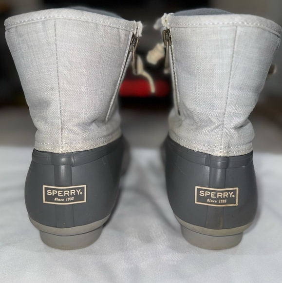 Sperry Saltwater Duck Grey Lace Up Round Toe Duck Boots STS80411 Women's Size 11 - Picture 9 of 11
